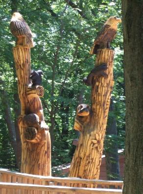 Tree carveing burned and stained